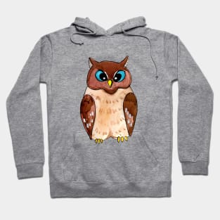 Brown Handsome Owl Watercolor Hoodie